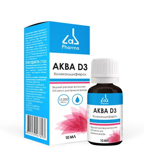 Pharmalab Аква D3, 15000 МЕ, капли для приема внутрь, 10 мл, 1 шт. фото