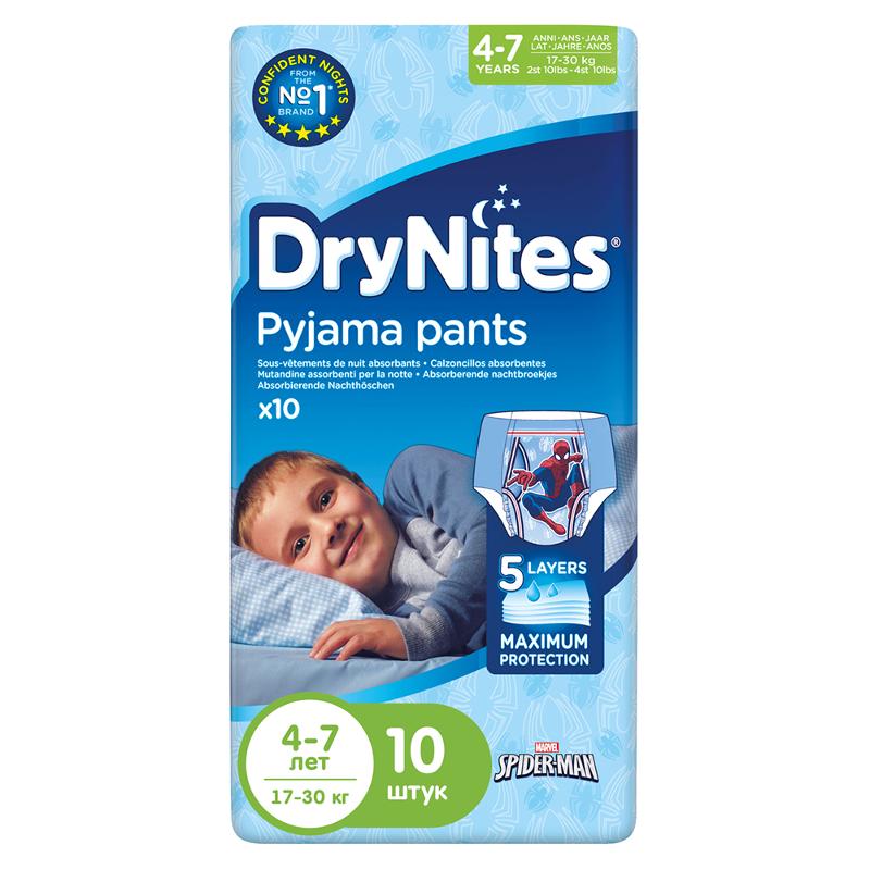 Huggies Drynites Подгузники-трусики, 4-7 лет, 10 шт, 17-30 кг, для мальчиков фото