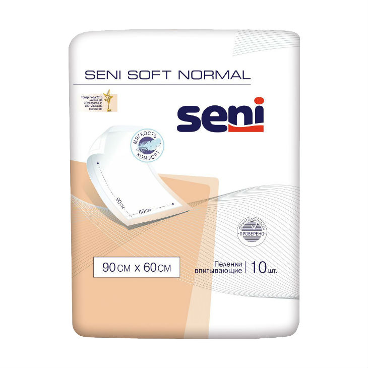 Seni Soft Normal Пеленки впитывающие, 60 см х 90 см, 10 шт, 3 капли фото