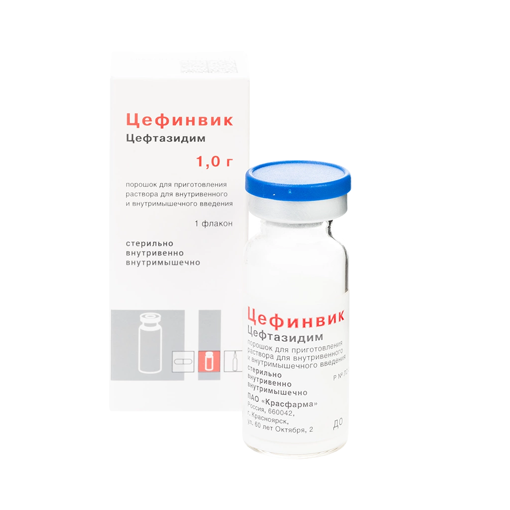 Цефинвик, 1 г, порошок для приготовления раствора для внутривенного и внутримышечного введения, 1 шт. фото