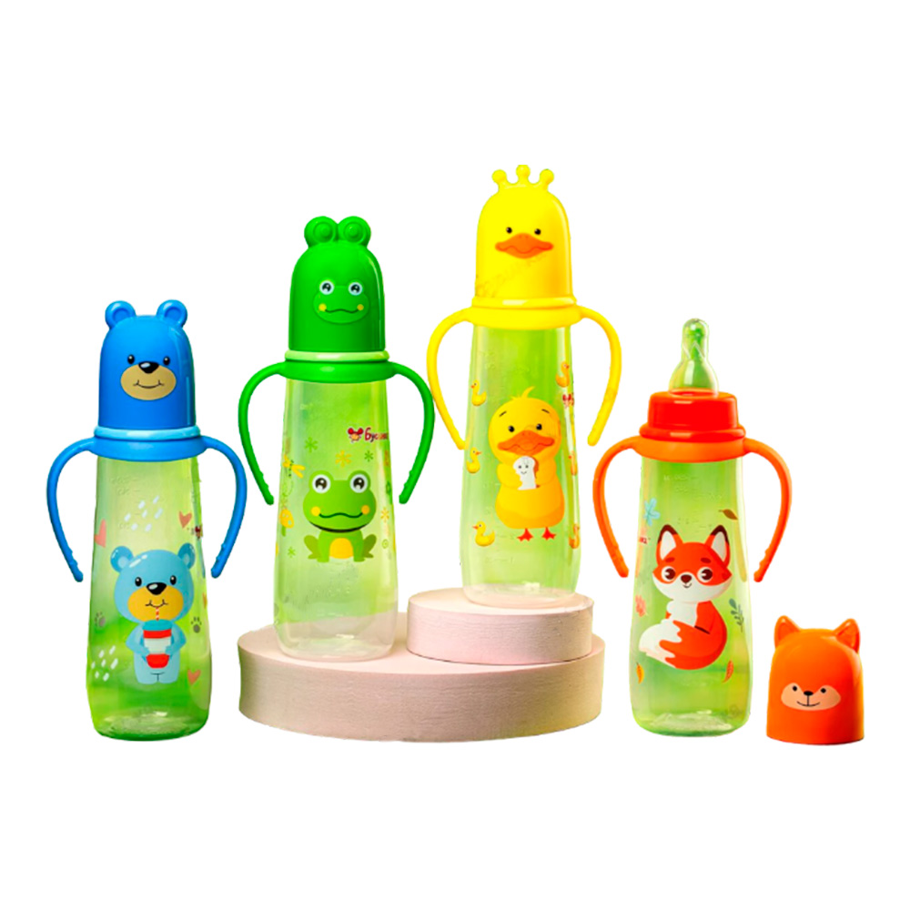 Бусинка Бутылочка с ручками с силиконовой соской, 250 мл, 1 шт, арт. 7704 фото