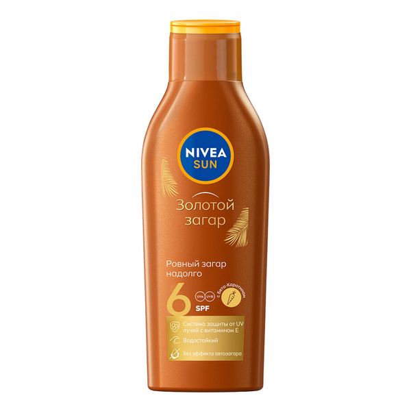 Nivea Sun золотой загар лосьон для тела солнцезащитный SPF6, лосьон, 200 мл, 1 шт. фото