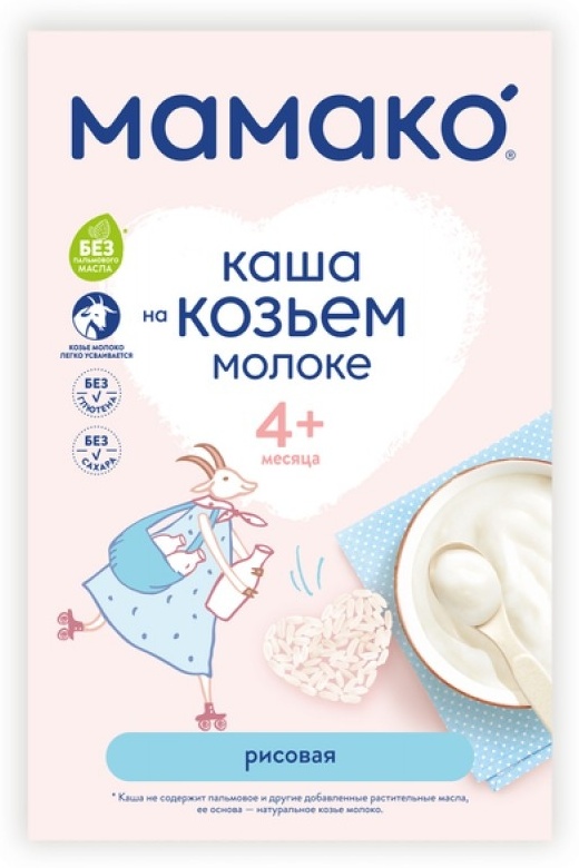 Мамако каша рисовая на козьем молоке, 4+ мес, каша детская молочная, 200 г, 1 шт. фото