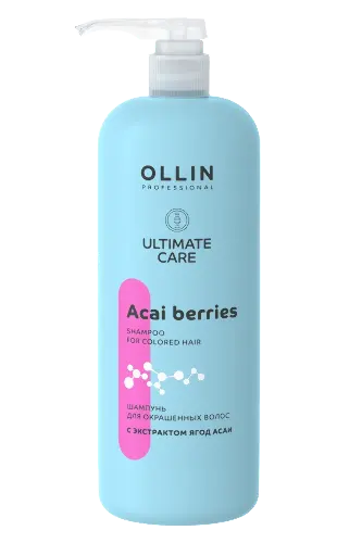 Ollin ultimate care шампунь для окрашенных волос с экстрактом ягод асаи, шампунь, 1000 мл, 1 шт. фото