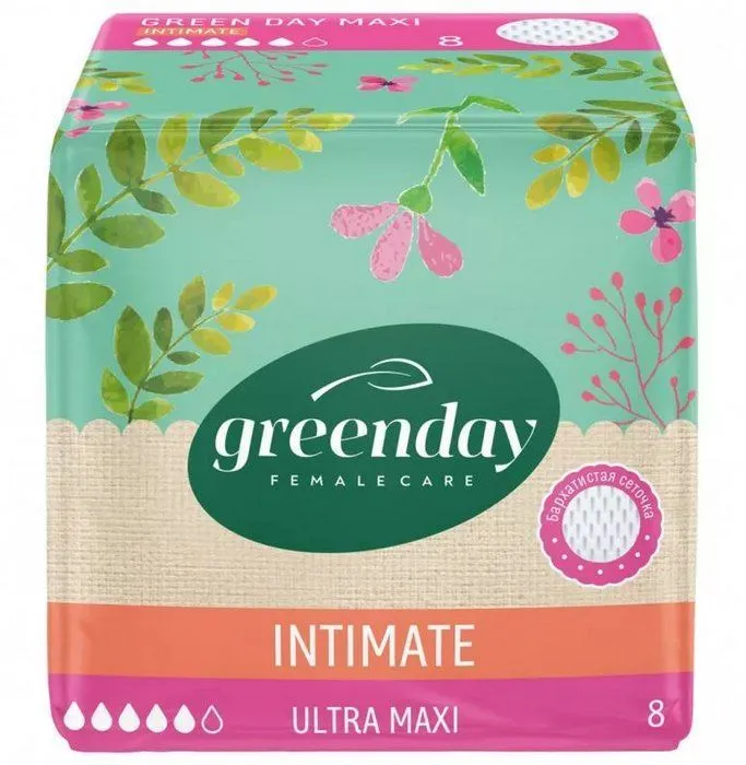 Green Day Ultra Maxi Dry Intimate Прокладки гигиенические, прокладки гигиенические, 8 шт. фото