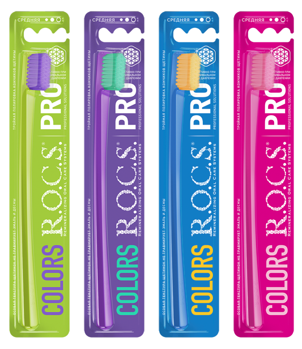 ROCS PRO Colors Зубная щетка, щетка зубная, 1 шт, цвет в ассортименте, средней жесткости фото