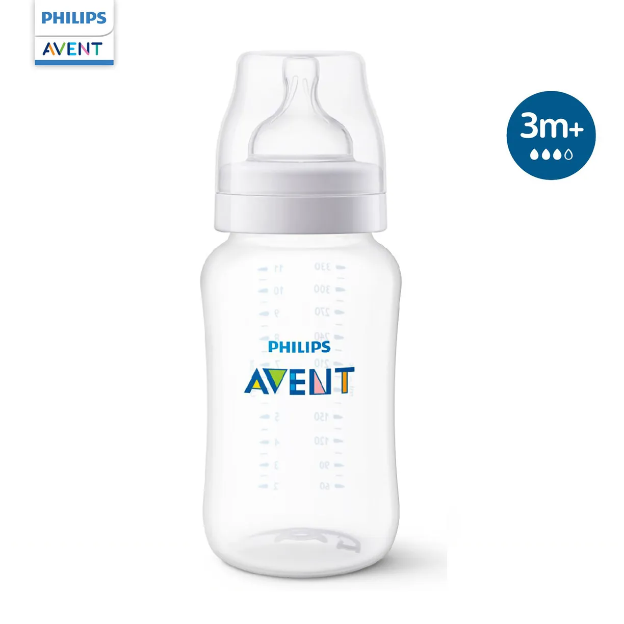 Avent Anti-colic Бутылочка для кормления с анти-коликовым клапаном, 330 мл, 1 шт, средний поток, 3+ мес, арт. SCY106/01 фото