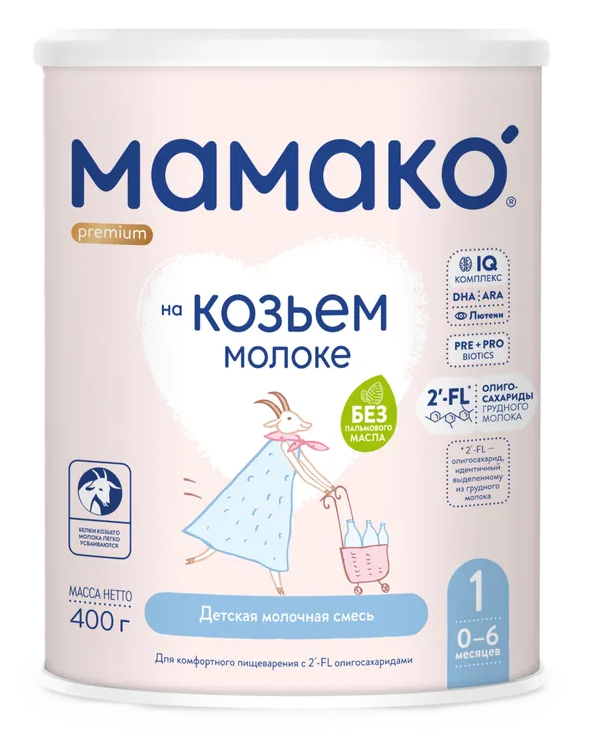 Мамако 1 Premium молочная смесь на основе козьего молока, 0-6 месяцев, смесь молочная сухая, 400 г, 1 шт. фото