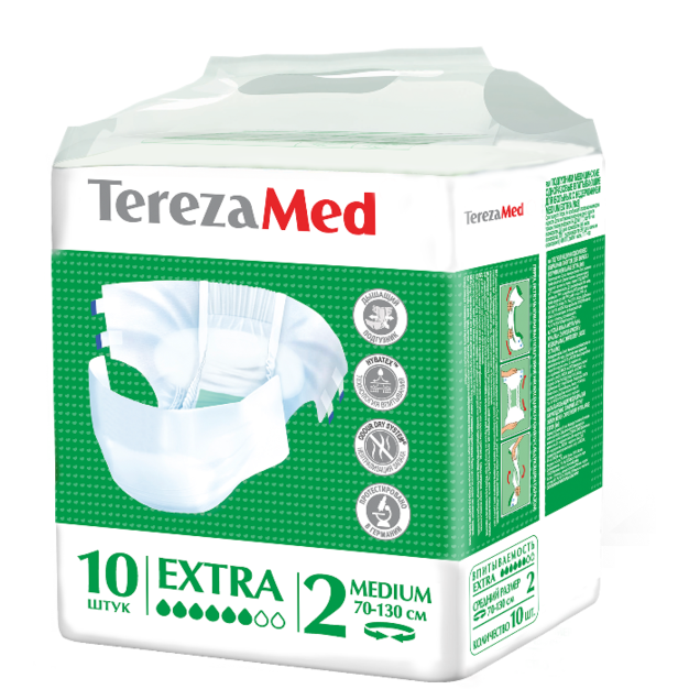 TerezaMed Extra Подгузники для взрослых дневные, Medium M (2), 10 шт, 70-130 см фото