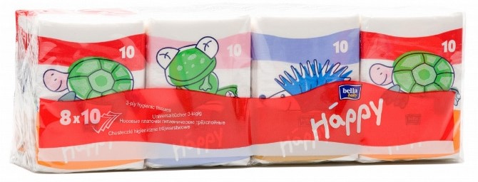 Bella Baby Happy платочки носовые Зверята, 80 шт. фото