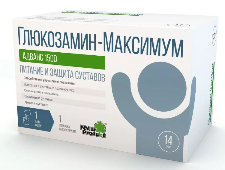 Глюкозамин максимум адванс, порошок для приготовления раствора для приема внутрь, 10 г, 14 шт. фото
