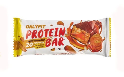 Onlyfit Батончик глазированный с крем-начинкой, батончик, 50 г, 1 шт, печенье + карамель фото