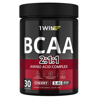1WIN BCAA 2:1:1, порошок, 180 г, 1 шт, вишня фото