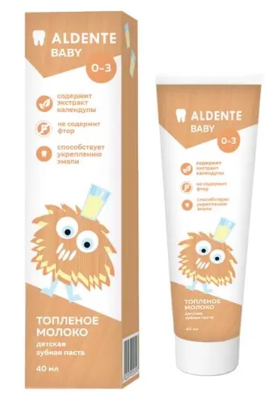 Aldente Бэби Зубная паста для детей 0-3лет, 40 мл, 1 шт, топленое молоко фото