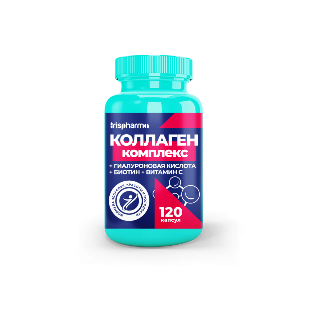 Ирисфарма Коллаген комплекс + Биотин, Витамин С, Гиалуроновая кислота, капсулы, 120 шт. фото