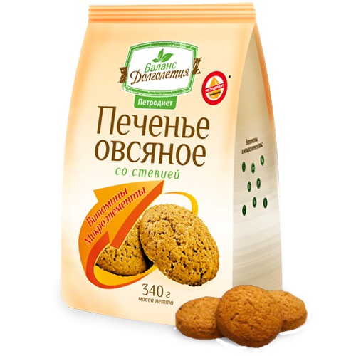 Баланс Долголетия Печенье овсяное на стевии, 340 г, 1 шт. фото