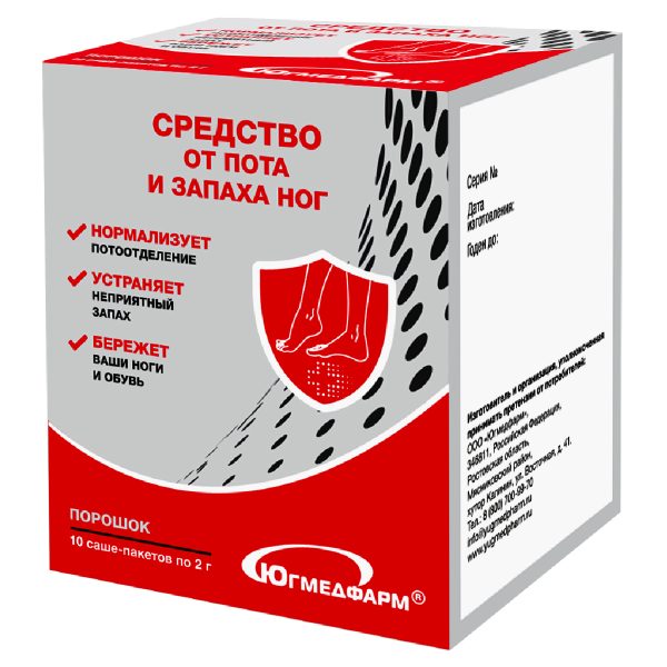 Средство от пота и запаха ног, порошок, 2 г, 10 шт. фото