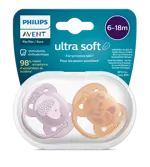AVENT Ultra Soft Пустышка силиконовая с футляром, 6-18 месяцев, 2 шт, арт. SCF091/18 фото