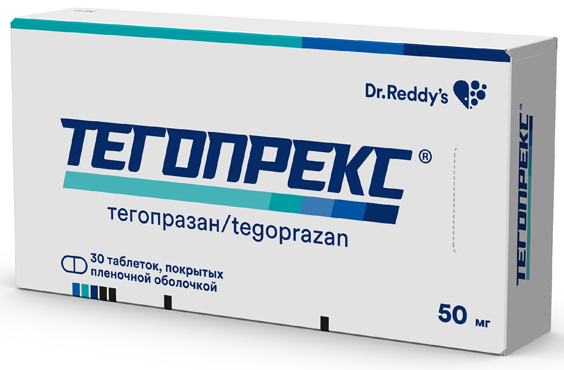 Тегопрекс, 50 мг, таблетки, покрытые пленочной оболочкой, 30 шт. фото