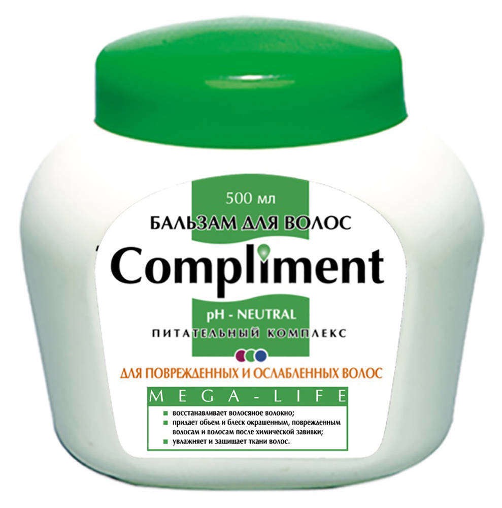 Compliment Mega life бальзам для поврежденных и ослабленных волос, бальзам, 500 мл, 1 шт. фото