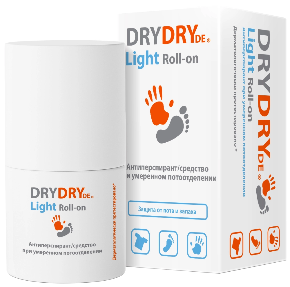 Dry Dry de Light Средство при умеренном потоотделении, антиперспирант ролик, 50 мл, 1 шт. фото