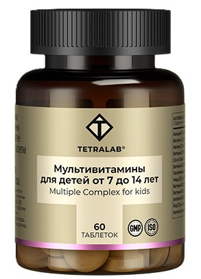 Tetralab Мультивитамины для детей от 7 до 14 лет, таблетки жевательные, 60 шт. фото