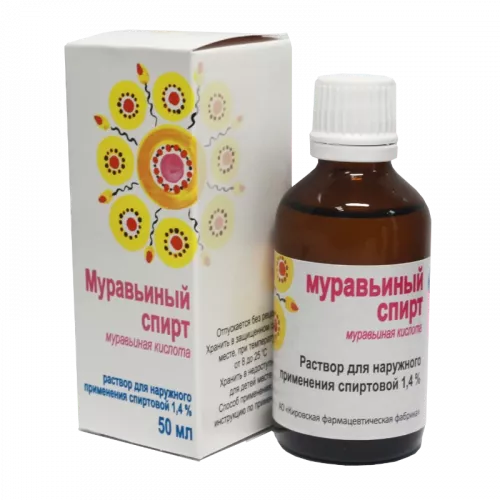 Муравьиный спирт, 1.4%, раствор для наружного применения спиртовой, 50 мл, 1 шт. фото