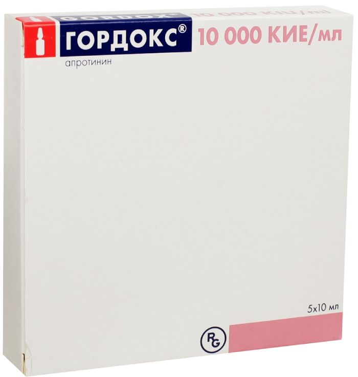 Гордокс, 10000 КИЕ/мл, концентрат для приготовления раствора для внутривенного введения, 10 мл, 5 шт. фото