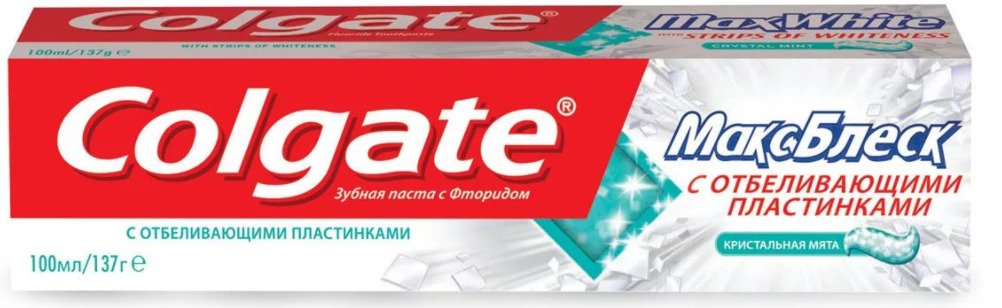Colgate Зубная паста Макс Блеск с отбеливающими пластинками, паста зубная, 100 мл, 1 шт. фото