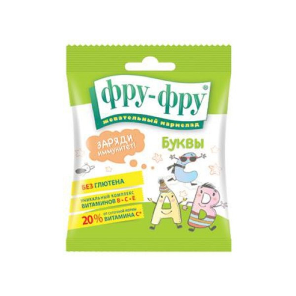 Фру-Фру Мармелад Буквы, мармелад жевательный, 50 г, 1 шт, с фруктовым соком фото