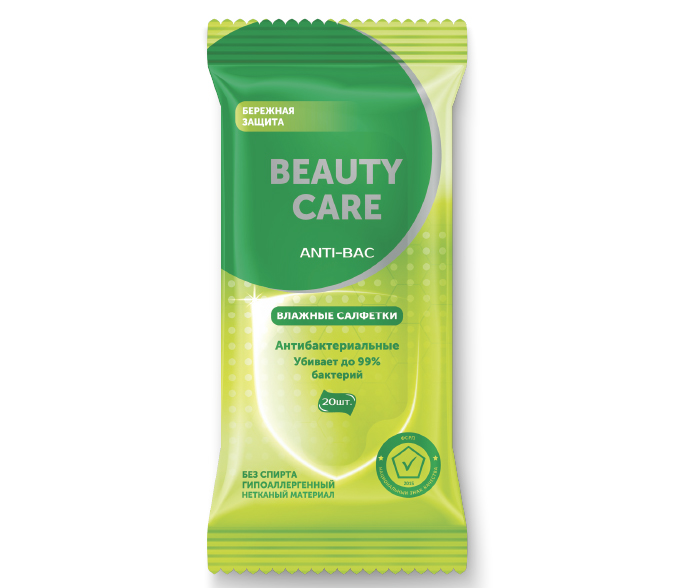 BC Салфетки влажные антибактериальные, салфетки влажные, 20 шт, без спирта фото