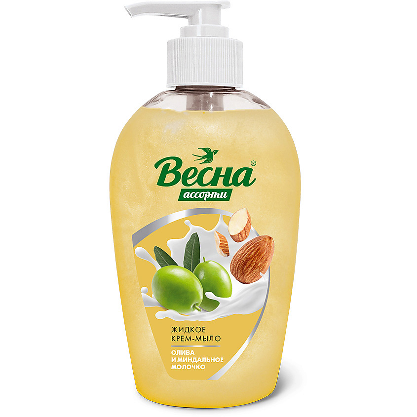 Весна Крем-мыло жидкое, мыло жидкое, 280 мл, 1 шт, с оливой и миндальным молочком фото
