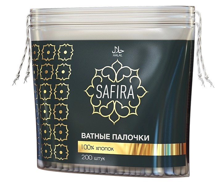 Safira ватные палочки, ватные палочки в пакете, 200 шт. фото