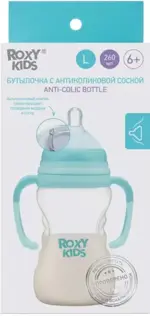 Roxy-kids Бутылочка с антиколиковой соской, 6+ мес, 260 мл, 1 шт, быстрый поток, арт. RBTL-003 фото