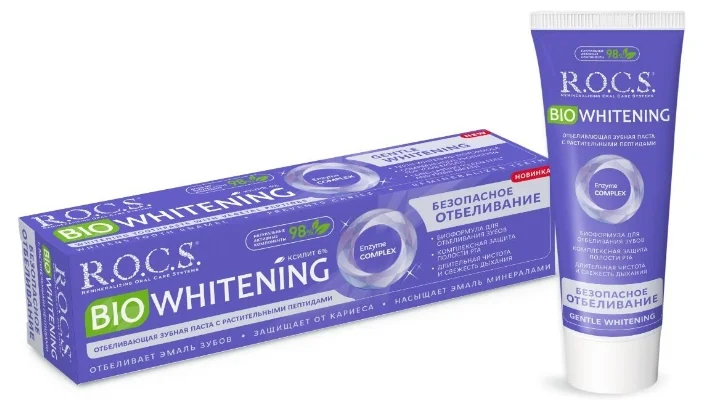 ROCS Bio Whitening Зубная паста, паста зубная, 94 г, 1 шт, без фтора фото