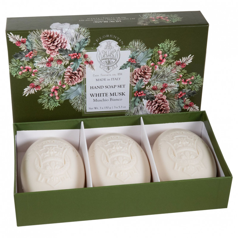 La Florentina Мыло туалетное набор, мыло твердое, 150 г, 3 шт, белый мускус фото