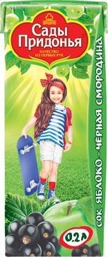 Сады Придонья Сок, 0.2 л, 1 шт, черная смородина + яблоко, для детей с 6 месяцев, без сахара фото