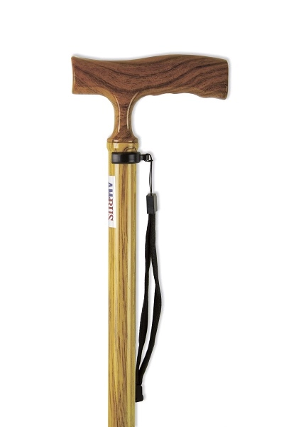 Трость металлическая телескопическая с ортопедической рукояткой AMCT25 WG под дерево, 1 шт. фото