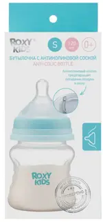 Roxy-kids Бутылочка с антиколиковой соской, 0+ мес, 120 мл, 1 шт, медленный поток, арт. RBTL-001 фото