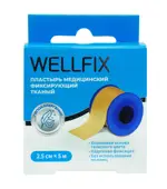 Wellfix Пластырь медицинский фиксирующий, 2.5 см х 500 см, пластырь, 1 шт, телесного цвета, тканевая основа фото