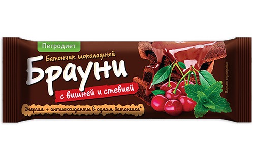Батончик Брауни шоколадный с вишней и стевией, 50 г, 1 шт. фото