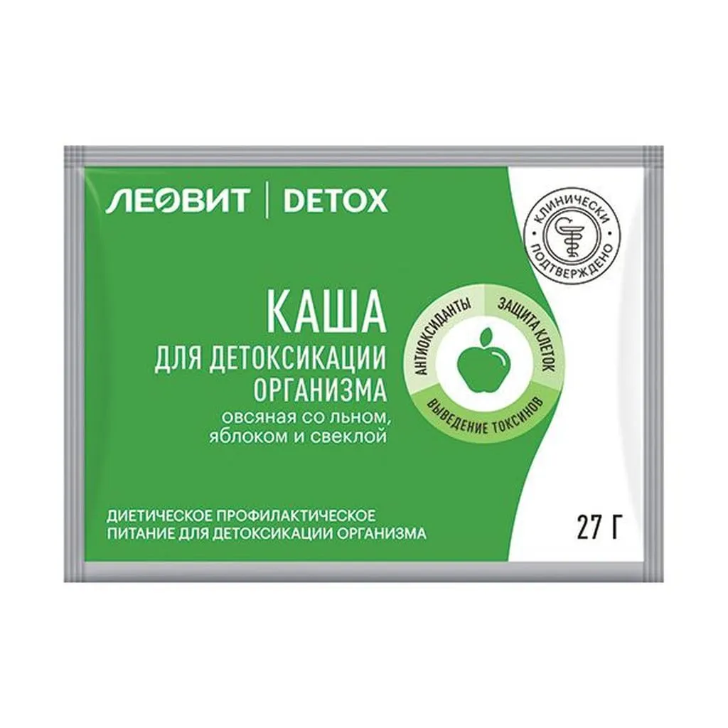 Леовит Detox Каша овсяная, каша, 27 г, 1 шт, лен + яблоко + свекла фото