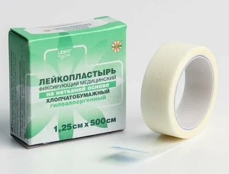 Leiko Пластырь фиксирующий, 1.25 см х 500 см, лейкопластырь, 1 шт, белого цвета, нетканая основа фото