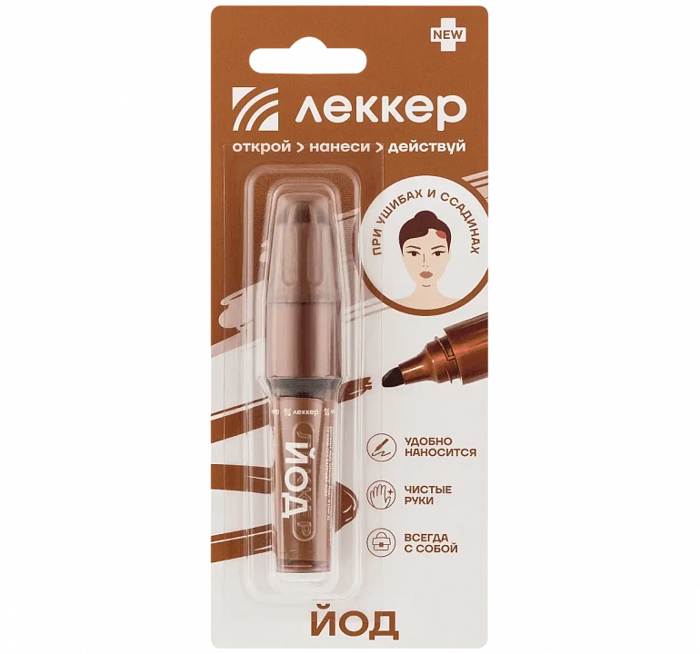 Леккер Йод Фломастер, 5%, раствор спиртовой, 5 мл, 1 шт. фото