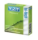 Презервативы Vizit Hi-Tech Pleasure, презерватив, 3 шт, с колечками и пупырышками фото