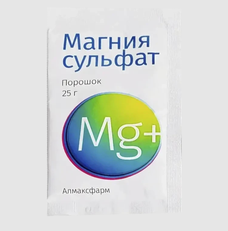 Магния сульфат, порошок для приготовления раствора для приема внутрь, 25г, 1 шт. фото