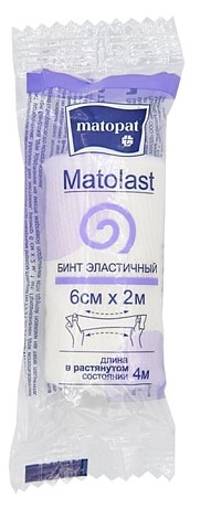 Matopat Matolast бинт эластичный фиксирующий без застежки, 6 см х 2 м, бинт эластичный, 1 шт. фото