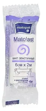 Matopat Matolast бинт эластичный фиксирующий без застежки, 6 см х 2 м, бинт эластичный, 1 шт. фото