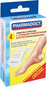 Фармадокт Пластырь гидроколлоидный с гелевыми подушечками для пяток, пластырь, 4 шт. фото 