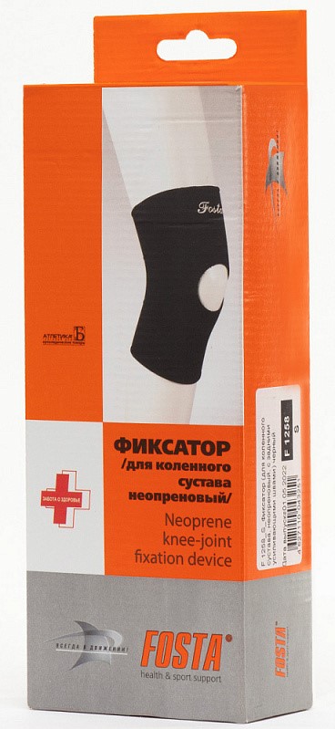Fosta Фиксатор коленного сустава, XXL, 1 шт, черного цвета, неопреновый с усиливающими швами, арт. F1258 фото